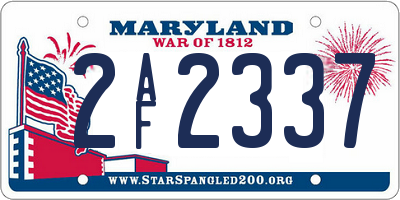 MD license plate 2AF2337
