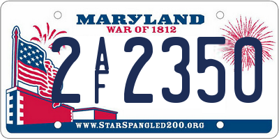 MD license plate 2AF2350