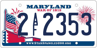 MD license plate 2AF2353