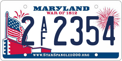 MD license plate 2AF2354