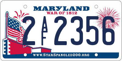 MD license plate 2AF2356
