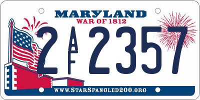 MD license plate 2AF2357