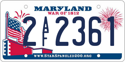 MD license plate 2AF2361