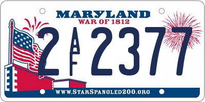 MD license plate 2AF2377
