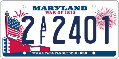 MD license plate 2AF2401