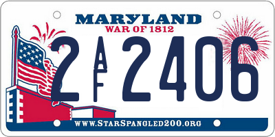 MD license plate 2AF2406