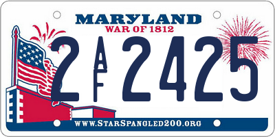 MD license plate 2AF2425
