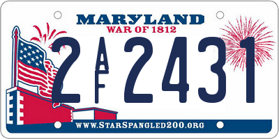 MD license plate 2AF2431