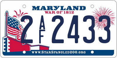 MD license plate 2AF2433