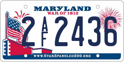 MD license plate 2AF2436