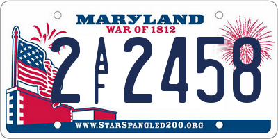 MD license plate 2AF2458
