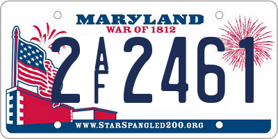 MD license plate 2AF2461