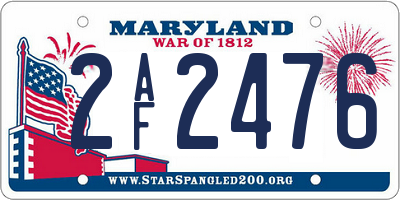 MD license plate 2AF2476
