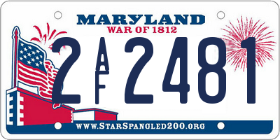 MD license plate 2AF2481