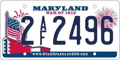 MD license plate 2AF2496
