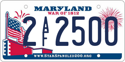 MD license plate 2AF2500
