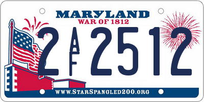 MD license plate 2AF2512