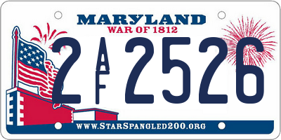 MD license plate 2AF2526