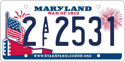MD license plate 2AF2531