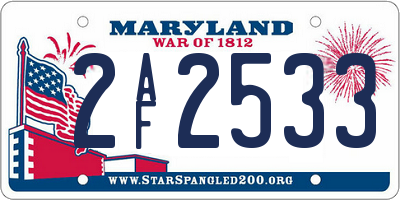 MD license plate 2AF2533