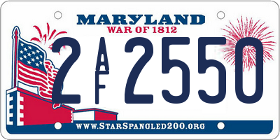 MD license plate 2AF2550