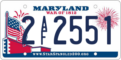 MD license plate 2AF2551