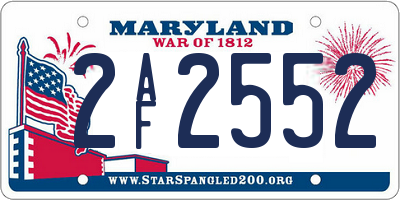MD license plate 2AF2552