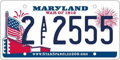 MD license plate 2AF2555