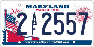 MD license plate 2AF2557