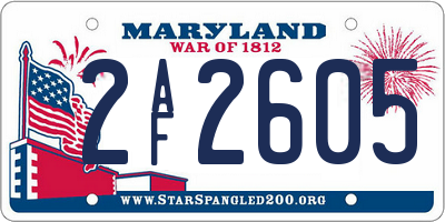 MD license plate 2AF2605