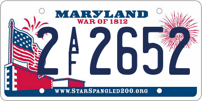 MD license plate 2AF2652
