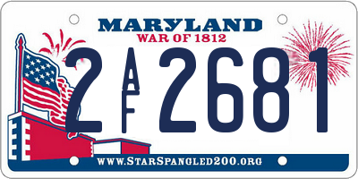 MD license plate 2AF2681