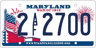 MD license plate 2AF2700