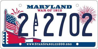 MD license plate 2AF2702