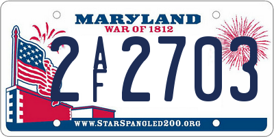 MD license plate 2AF2703