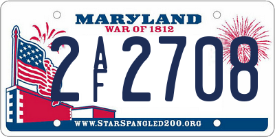MD license plate 2AF2708