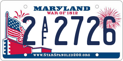 MD license plate 2AF2726