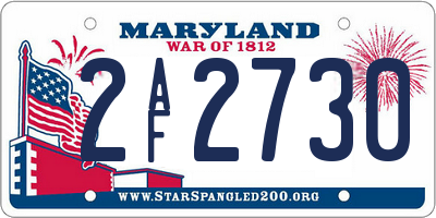 MD license plate 2AF2730