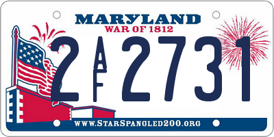 MD license plate 2AF2731
