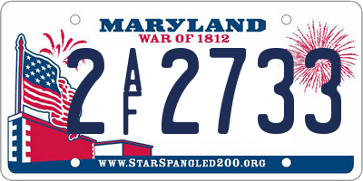 MD license plate 2AF2733