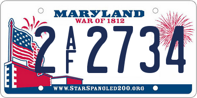 MD license plate 2AF2734