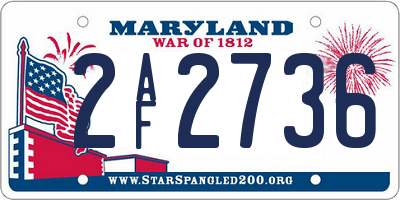 MD license plate 2AF2736