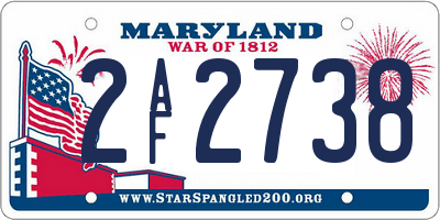 MD license plate 2AF2738