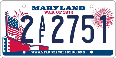 MD license plate 2AF2751