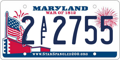 MD license plate 2AF2755