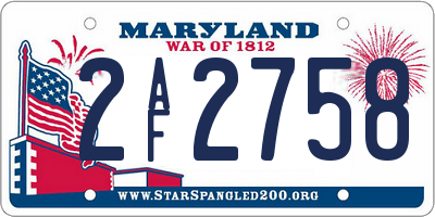 MD license plate 2AF2758