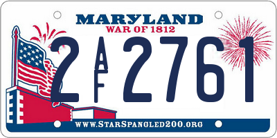 MD license plate 2AF2761