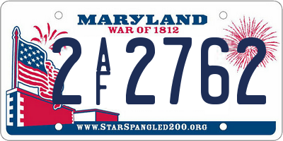 MD license plate 2AF2762