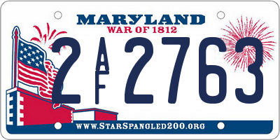 MD license plate 2AF2763