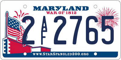 MD license plate 2AF2765